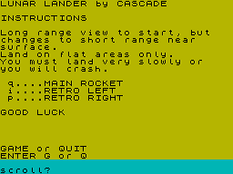 Lunar Lander (1983)(Cascade Games)